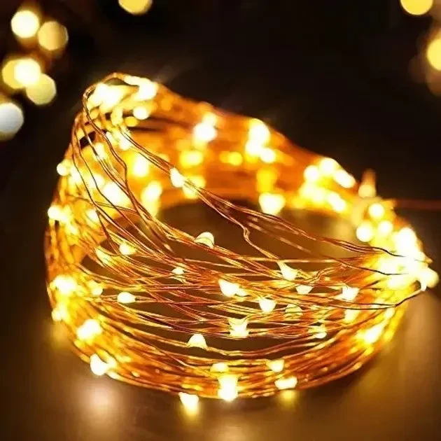 Гірлянда Роса 200 LED довжина 20 м від USB, теплий білий