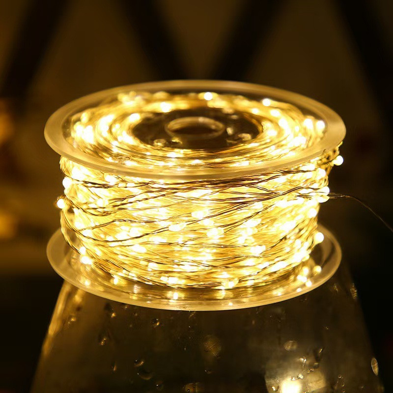 Гірлянда Роса нитка 1000 LED 100 м з пультом 220В теплий білий